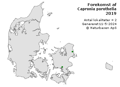 Capronia porothelia - udbredelseskort