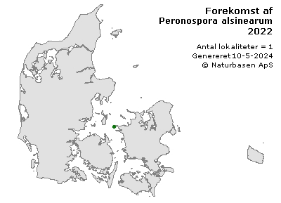 Peronospora alsinearum - udbredelseskort