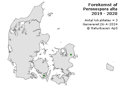 Peronospora alta - udbredelseskort