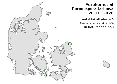 Peronospora farinosa - udbredelseskort