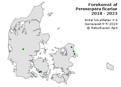 Peronospora ficariae - udbredelseskort