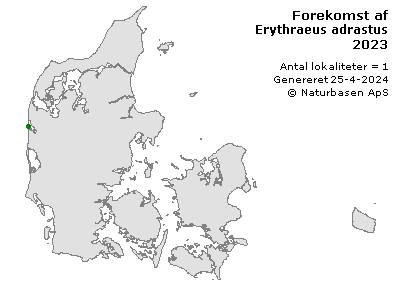 Erythraeus adrastus - udbredelseskort