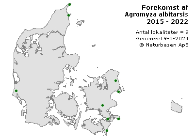 Agromyza albitarsis - udbredelseskort