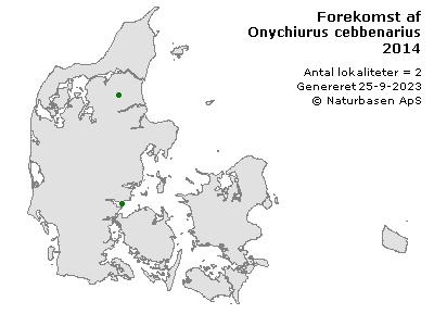 Onychiurus cebbenarius - udbredelseskort