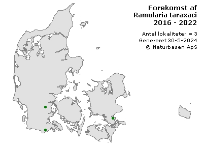 Ramularia taraxaci - udbredelseskort