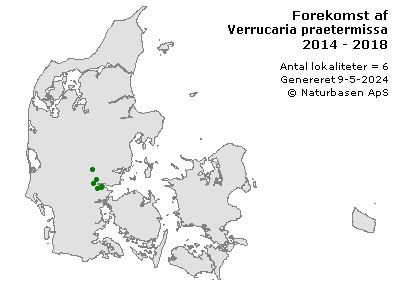 Verrucaria praetermissa - udbredelseskort