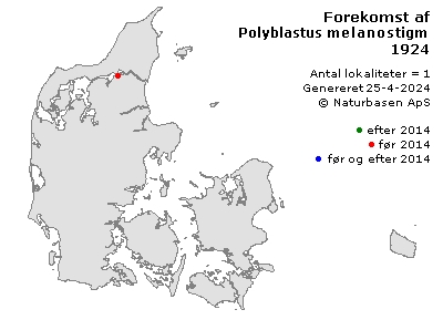 Polyblastus melanostigmus - udbredelseskort