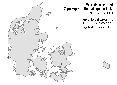 Opomyza lineatopunctata - udbredelseskort