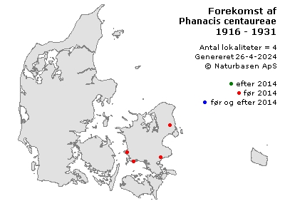Phanacis centaureae - udbredelseskort