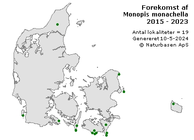 Monopis monachella - udbredelseskort