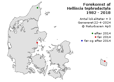 Hellinsia tephradactyla - udbredelseskort
