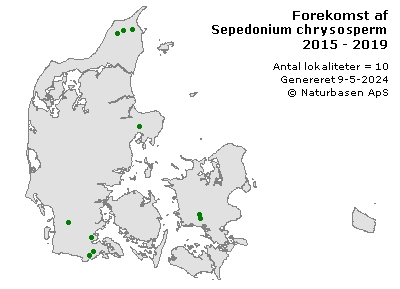 Sepedonium chrysospermum - udbredelseskort