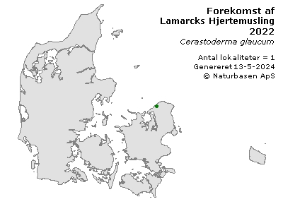 Lamarcks Hjertemusling - udbredelseskort