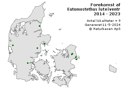 Eutomostethus luteiventris - udbredelseskort