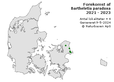Bartheletia paradoxa - udbredelseskort