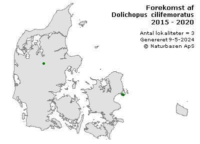 Dolichopus cilifemoratus - udbredelseskort