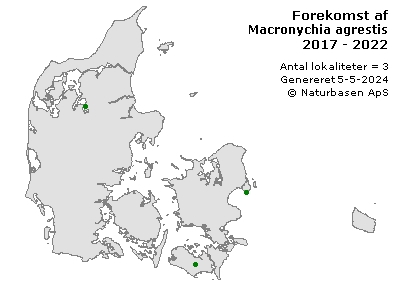 Macronychia agrestis - udbredelseskort