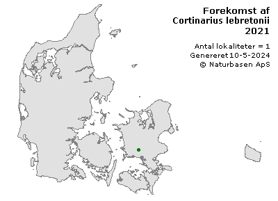 Cortinarius lebretonii - udbredelseskort