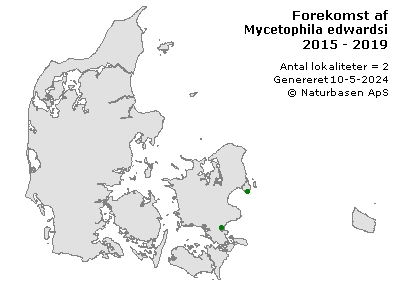 Mycetophila edwardsi - udbredelseskort