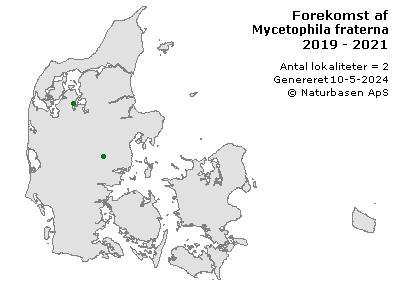 Mycetophila fraterna - udbredelseskort