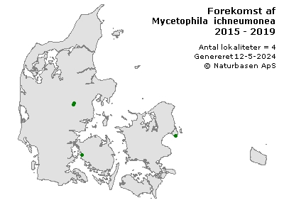 Mycetophila ichneumonea - udbredelseskort