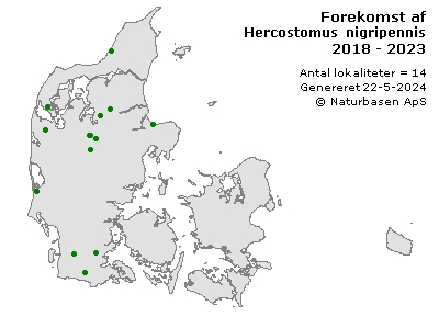 Hercostomus nigripennis - udbredelseskort