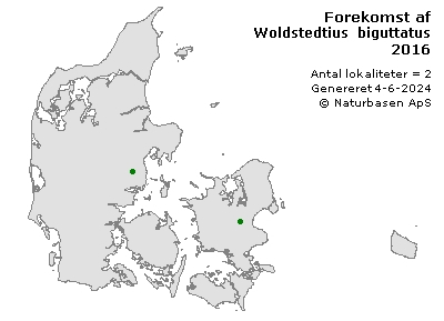 Woldstedtius biguttatus - udbredelseskort