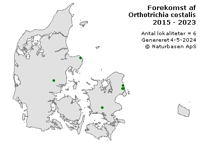 Orthotrichia costalis - udbredelseskort