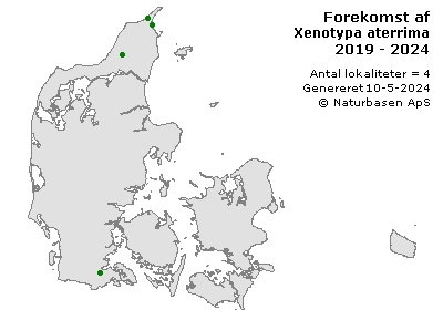 Xenotypa aterrima - udbredelseskort