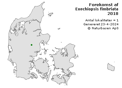 Exechiopsis fimbriata - udbredelseskort