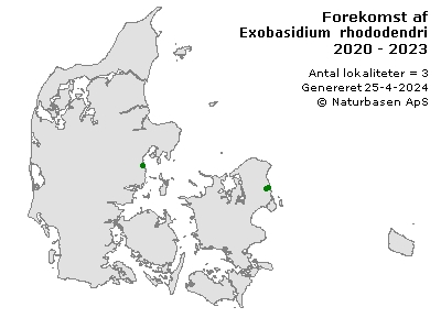 Exobasidium rhododendri - udbredelseskort