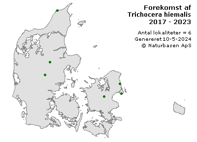Trichocera hiemalis - udbredelseskort