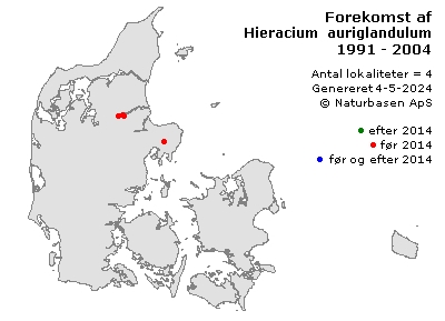 Hieracium auriglandulum - udbredelseskort