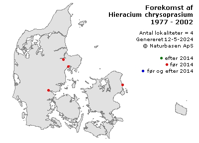 Hieracium chrysoprasium - udbredelseskort