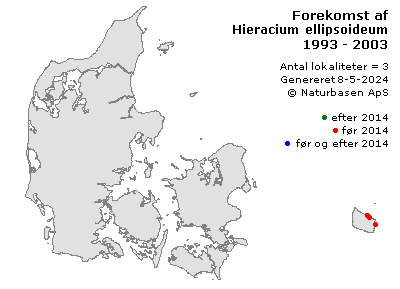 Hieracium ellipsoideum - udbredelseskort
