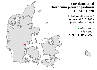 Hieracium pseudopediaeum - udbredelseskort