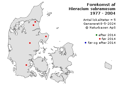 Hieracium subramosum - udbredelseskort