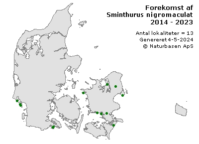 Sminthurus nigromaculatus - udbredelseskort