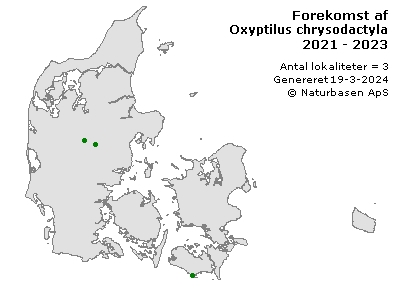 Oxyptilus chrysodactyla - udbredelseskort