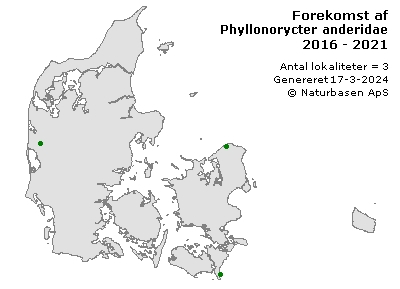 Phyllonorycter anderidae - udbredelseskort