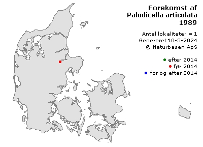 Paludicella articulata - udbredelseskort
