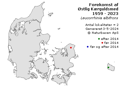 Østlig Kærguldsmed - udbredelseskort