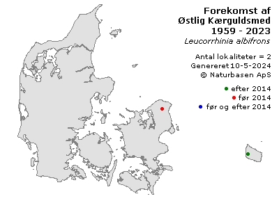 Østlig Kærguldsmed - udbredelseskort