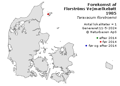 Florströms Vejmælkebøtte - udbredelseskort