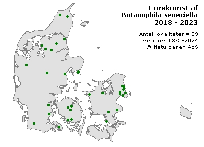 Botanophila seneciella - udbredelseskort