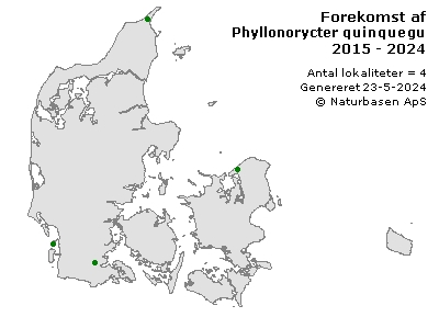 Phyllonorycter quinqueguttella - udbredelseskort