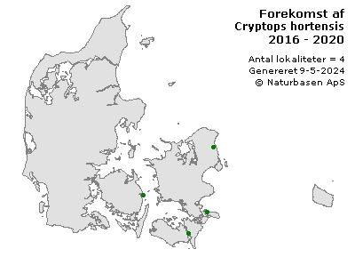 Cryptops hortensis - udbredelseskort