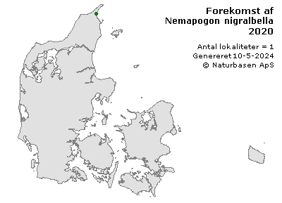 Nemapogon nigralbella - udbredelseskort