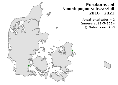 Nematopogon schwarziellus - udbredelseskort