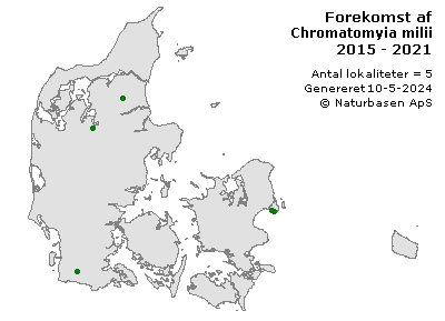 Chromatomyia milii - udbredelseskort